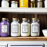 **Image Prompt:** A well-organized laundry room shelf with homemade laundry detergent in labeled glass jars, a digital scale, essential oil bottles (lavender and lemon), a measuring spoon set, and a handwritten recipe card. Focus on a clean, bright, and slightly rustic aesthetic.